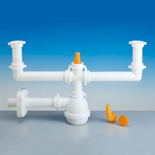 SIFONE 2 VIE SENZA PILETTA PER LAVELLO ACCIAIO/CERAMICA CON ATTACCO LAVASTOVIGLIE 11/2ø40   LIRA SPA