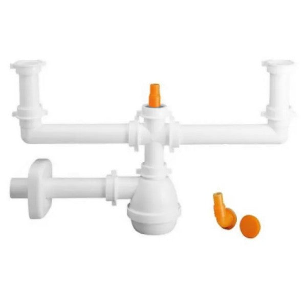 SIFONE 2 VIE SENZA PILETTA PER LAVELLO ACCIAIO/CERAMICA CON ATTACCO LAVASTOVIGLIE 11/2ø40   LIRA SPA