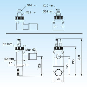 SIFONE LAVATRICE SALVA SPAZIO NT CLIMA- D. 8-12 / D. 14-16- LIRA