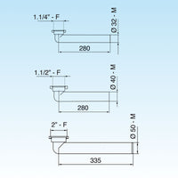 PROLUNGA JOLLY CURVA 32 X 280 - 11/4- Diam. 32 x 280- LIRA