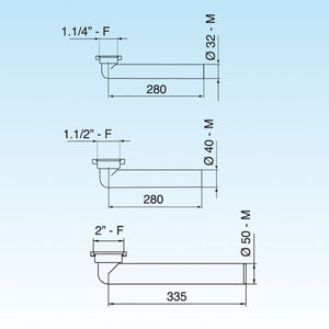 PROLUNGA JOLLY CURVA 32 X 280 - 11/4- Diam. 32 x 280- LIRA