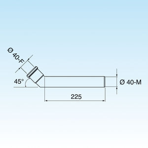 PROLUNGA JOLLY CURVA 45  ° DIAM. 40X225- Diam. 40 x 225 mm- LIRA