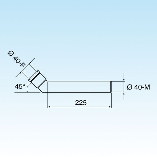 PROLUNGA JOLLY CURVA 45  ° DIAM. 40X225- Diam. 40 x 225 mm- LIRA