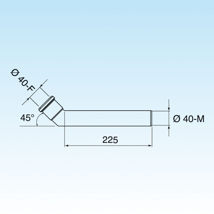 PROLUNGA JOLLY CURVA 45  ° DIAM. 40X225- Diam. 40 x 225 mm- LIRA
