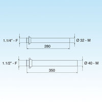 PROLUNGA JOLLY DIRITTA DIAM. 40x340 - 11/2- Diam. 40 x 350- LIRA
