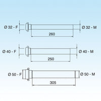 PROLUNGA JOLLY DIRITTA DIAM. 40x250 - 11/2- Diam. 40 x 250- LIRA