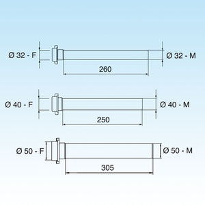 PROLUNGA JOLLY DIRITTA DIAM. 40x250 - 11/2- Diam. 40 x 250- LIRA