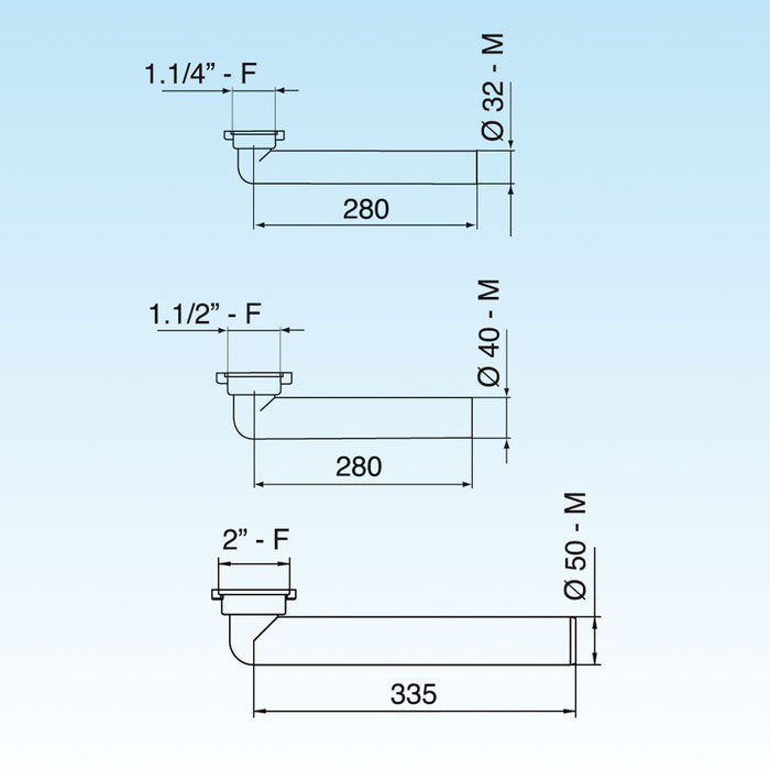 PROLUNGA JOLLY CURVA DIAM 40 X 280 - 11/2- Diam. 40x280 mm- LIRA