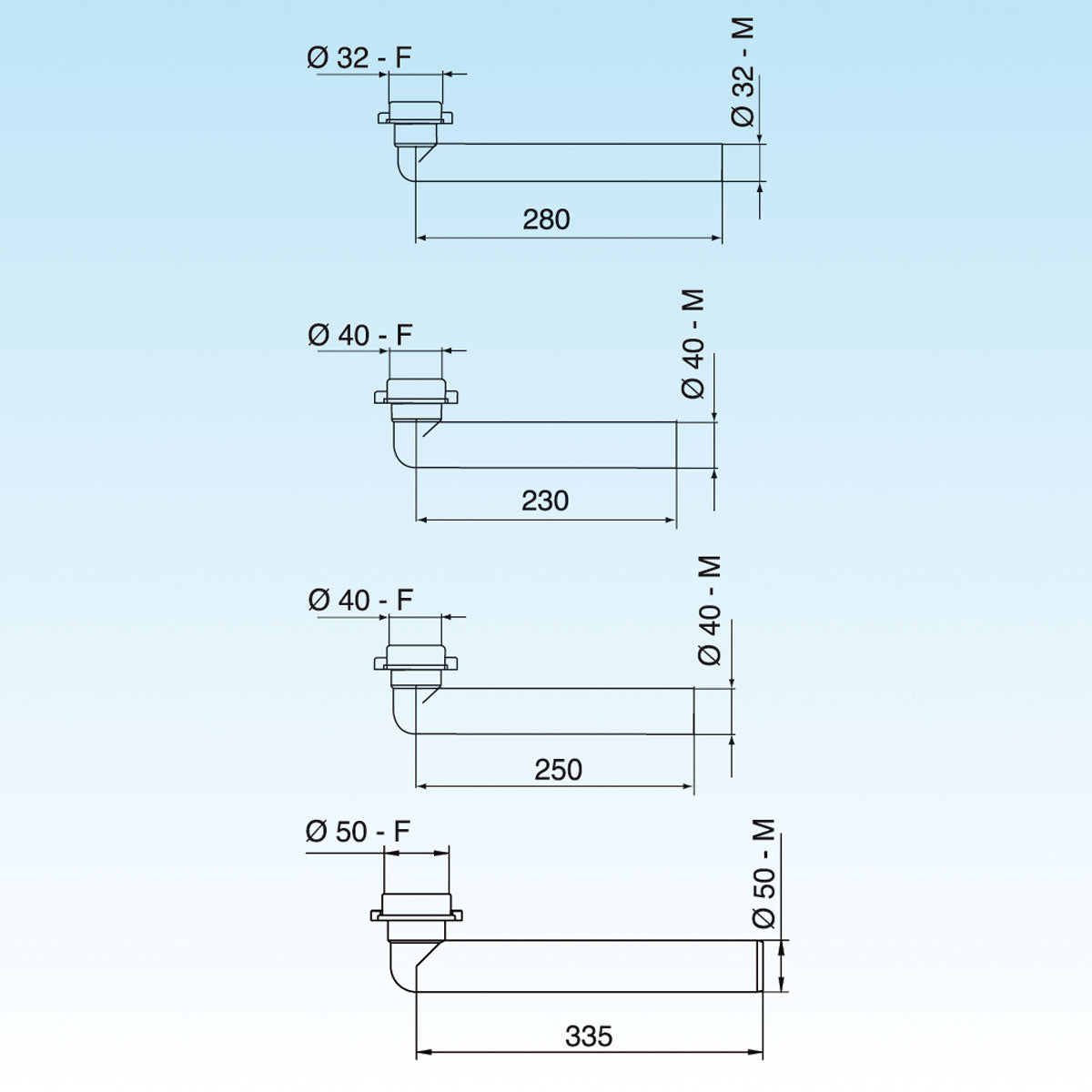 PROLUNGA JOLLY CURVA DIAM. 40 x 230 - 1 1/2- Diam. 40 x 230- LIRA