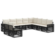 Set Divano da Giardino 10 pcs Nero e Bianco Crema polyrattan 3435169