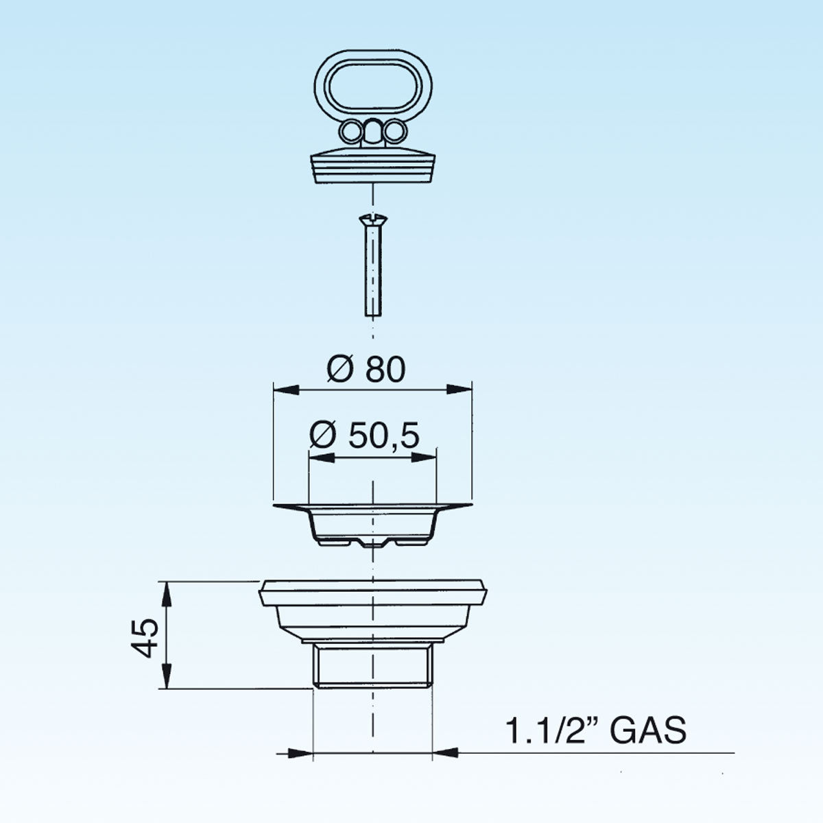 PILETTA GATTINARA COMPLETA PER LAVELLO CON FORO DM 60- LIRA- pezzi 1