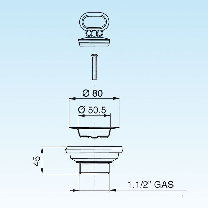 PILETTA GATTINARA COMPLETA PER LAVELLO CON FORO DM 60- LIRA- pezzi 1