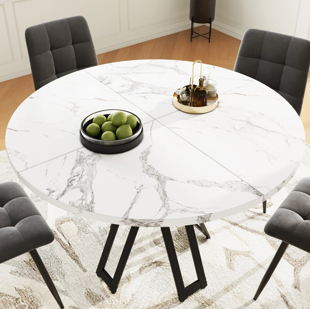 Tavolo da pranzo rotondo 100x100x76 cm in MDF e metallo; nero