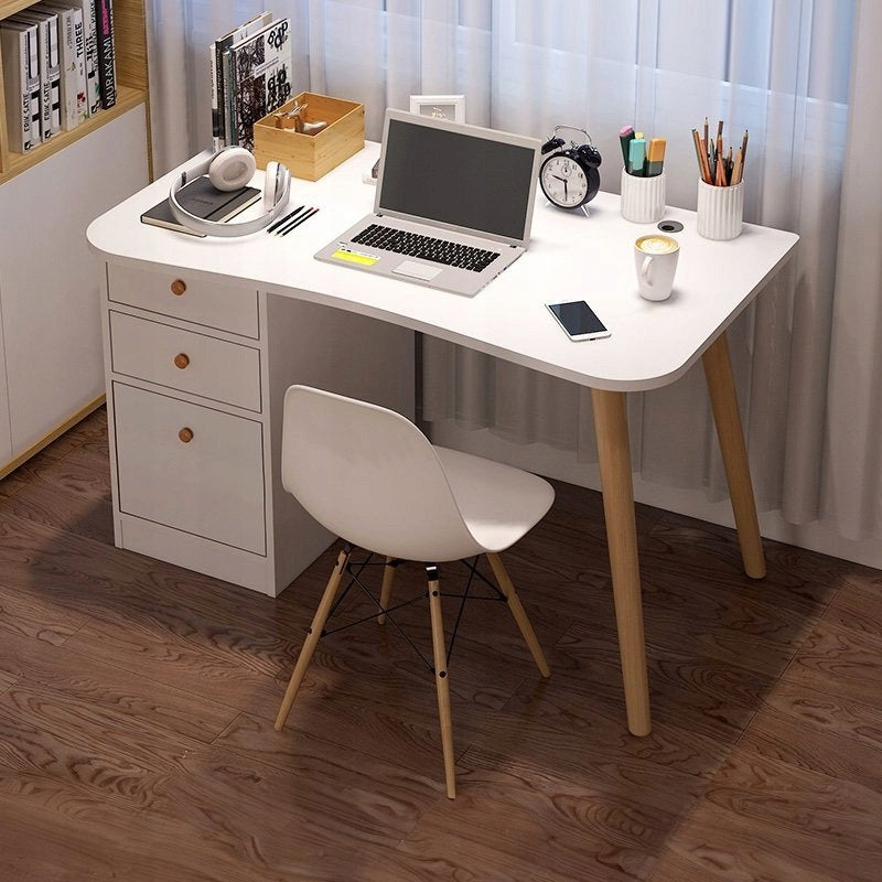 Scrivania per computer da casa ufficio cassetti bianchi tavolino 100 cm scaffale loft