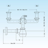 SIFONE TIPO M PER LAVELLI A 2 VIE CON ATTACCO LAVASTOVIGLIE VERTICALE- 11/2- LIRA- pezzi 1