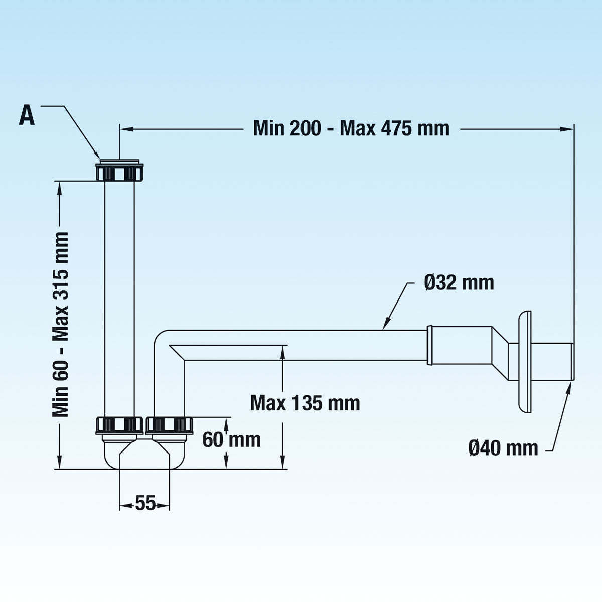 SIFONE ECCENTRICO PER BIDET- Bianco- LIRA- pezzi 1