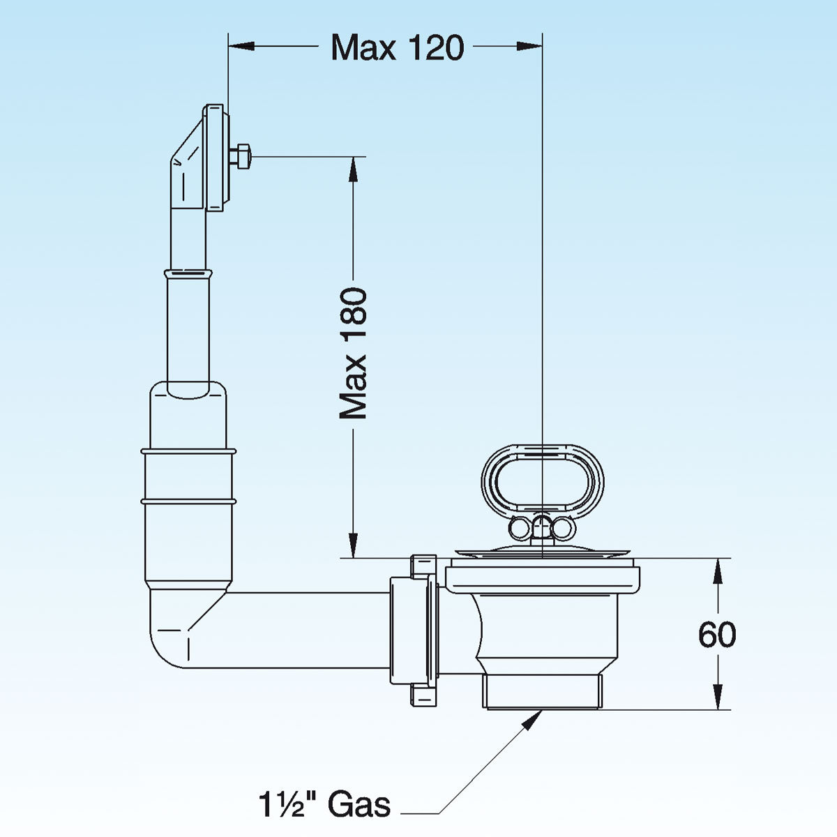 PILETTA TP RETTANGOLARE UNIVERSALE PER LAVELLO CON FORO DM 60- LIRA- pezzi 1