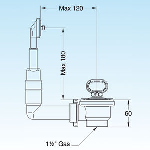 PILETTA TP RETTANGOLARE UNIVERSALE PER LAVELLO CON FORO DM 60- LIRA- pezzi 1