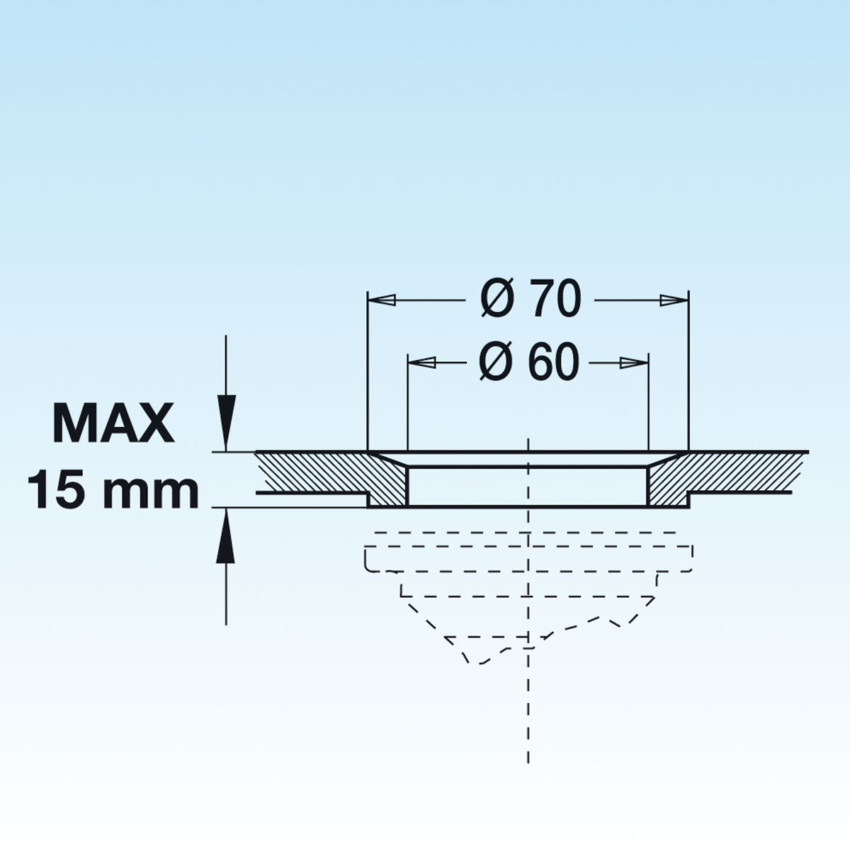 PILETTA TP RETTANGOLARE UNIVERSALE PER LAVELLO CON FORO DM 60- LIRA- pezzi 1