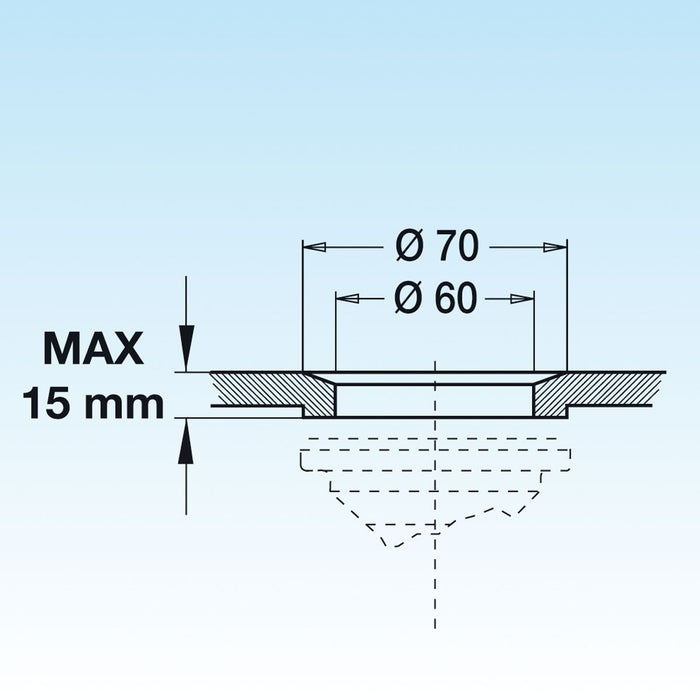 PILETTA TP RETTANGOLARE UNIVERSALE PER LAVELLO CON FORO DM 60- LIRA- pezzi 1