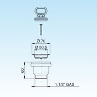 PILETTA UNIVERSALE COMPLETA SENZA TP PER LAVELLO CON FORO DM 60- LIRA- pezzi 1