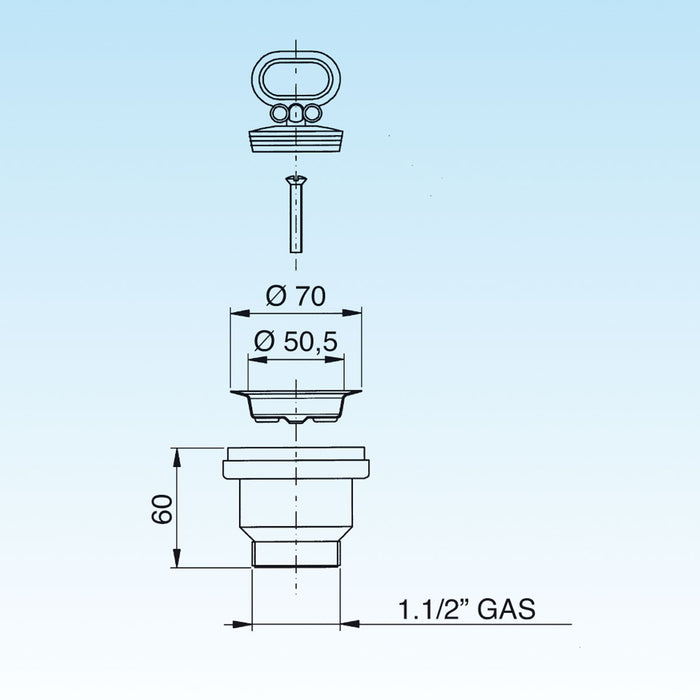 PILETTA UNIVERSALE COMPLETA SENZA TP PER LAVELLO CON FORO DM 60- LIRA- pezzi 1