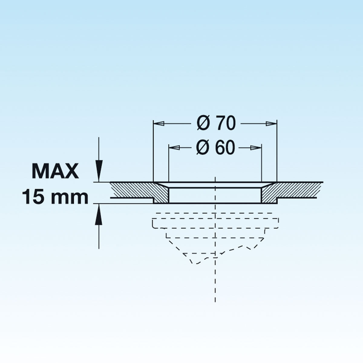 PILETTA UNIVERSALE COMPLETA SENZA TP PER LAVELLO CON FORO DM 60- LIRA- pezzi 1