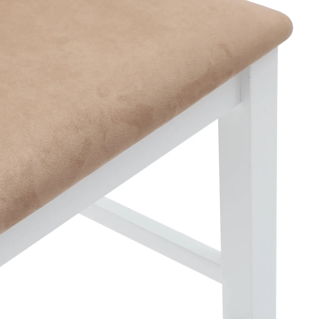 Sgabelli da Bar con Cuscini 2 pz Bianco Legno Massello di Hevea