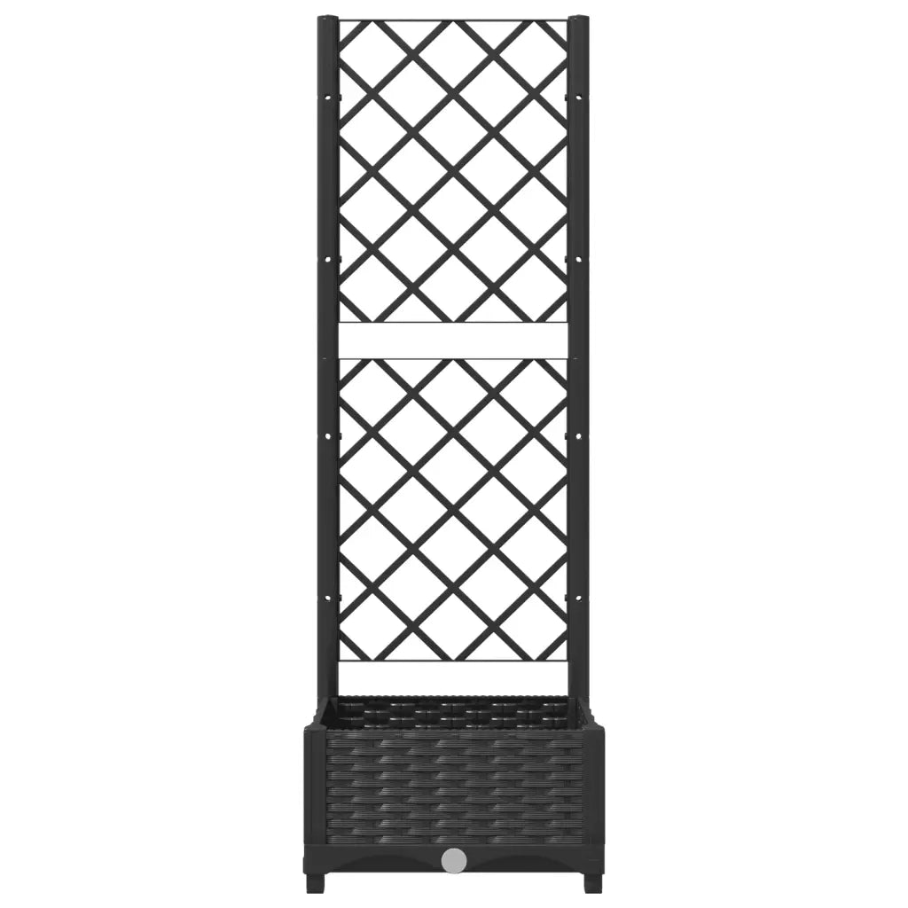 Fioriera da giardino con traliccio nera 40x40x121,5 cm PP 318268