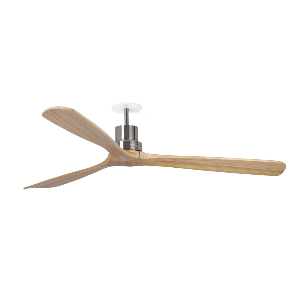 FARO Ventilatore da Soffitto a Incasso Lantau DC L Ø1320 mm 3 Pale in Pino Motore DC 6 Velocita Funzione Inversa per Soffitti Inclinati Acciaio Nichel Opaco FARO-33373DCR Lantau DC L Nichel Eleganza e