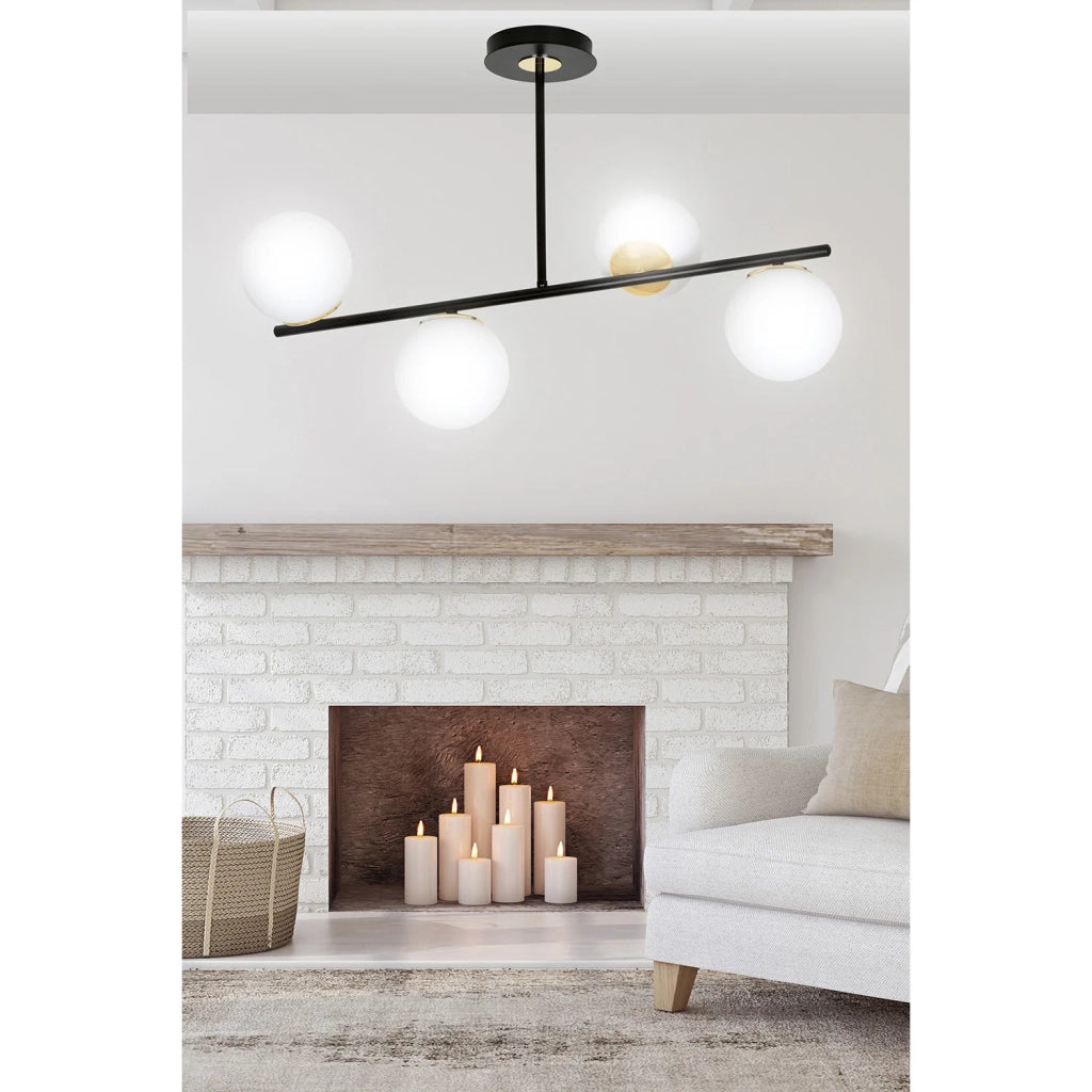 Plafoniera Contemporaneo Vishnu Acciaio Nero 6 Luci E14 Ip20