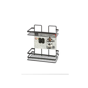 MENSOLA RETTANGOLARE 2 RIPIANI in acciaio COVER Nero feridras