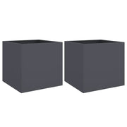2 pz Fioriere | Cassetta per fiori | Vaso Antracite 49x47x46 cm Acciaio