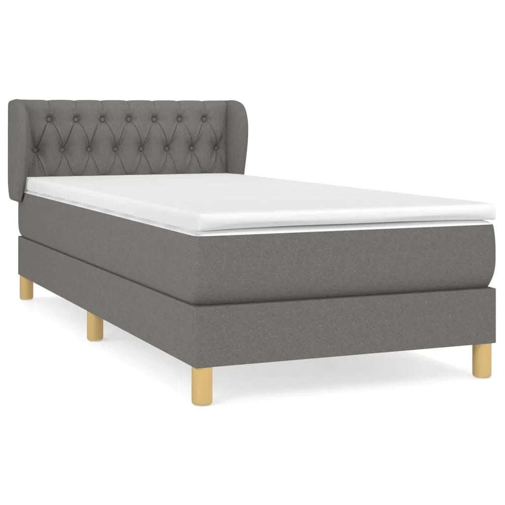 Giroletto a Molle con Materasso Grigio Scuro 100x200 cm Tessuto 3127022