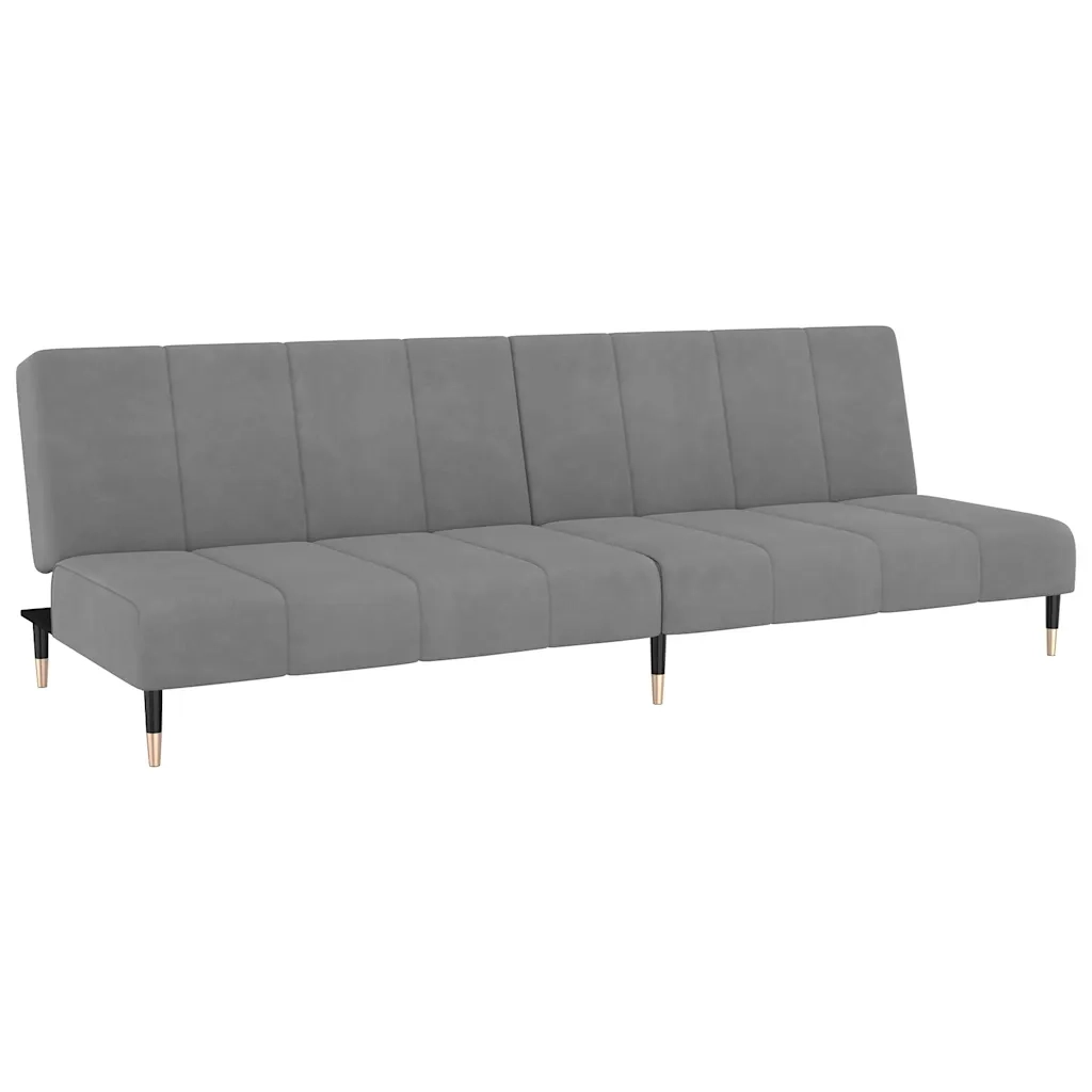 Divano Letto a 2 Posti Grigio Chiaro in Velluto 375874