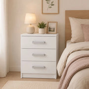 Lebale, Comodino 3 Cassetti, 46x43x59h cm Bianco