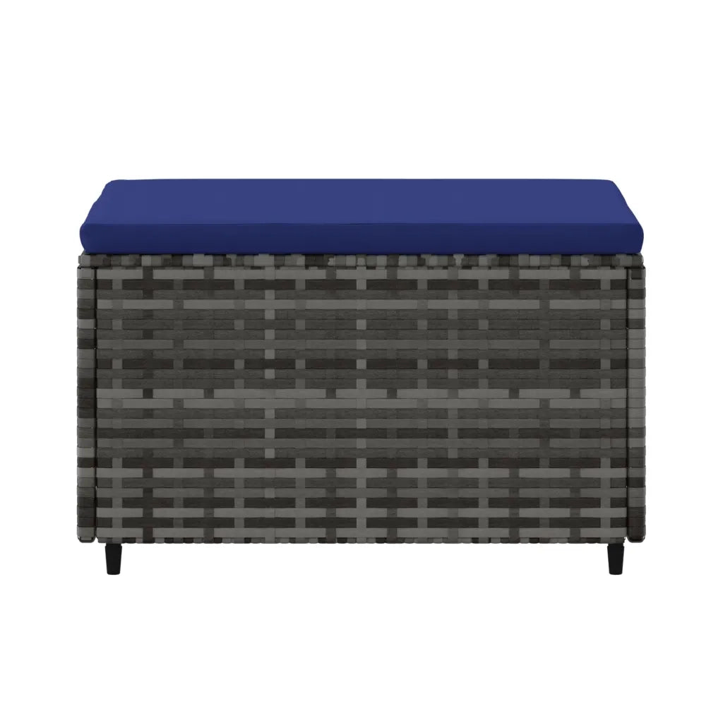 Poggiapiedi da Giardino con Cuscino in Polyrattan Grigio 319852
