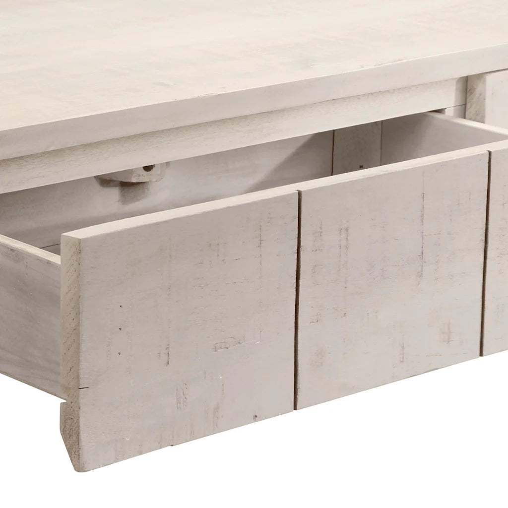 Tavolo Consolle | Tavolo d'Ingresso Bianco 110x35x75cm Legno Massello di Mango