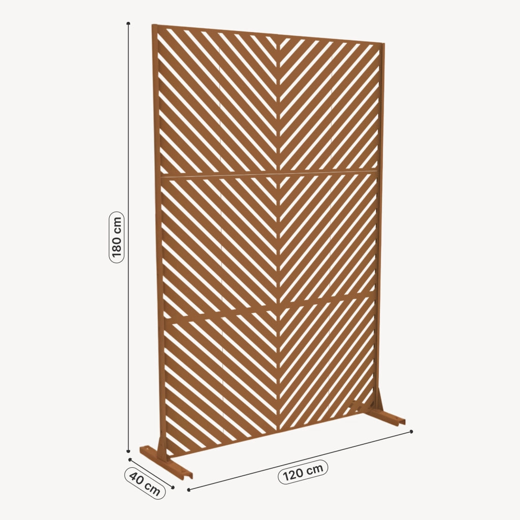 Pannello Divisorio Kekan con Struttura Decorativa in Acciaio 180 x 120 cm - Marrone casa.pro