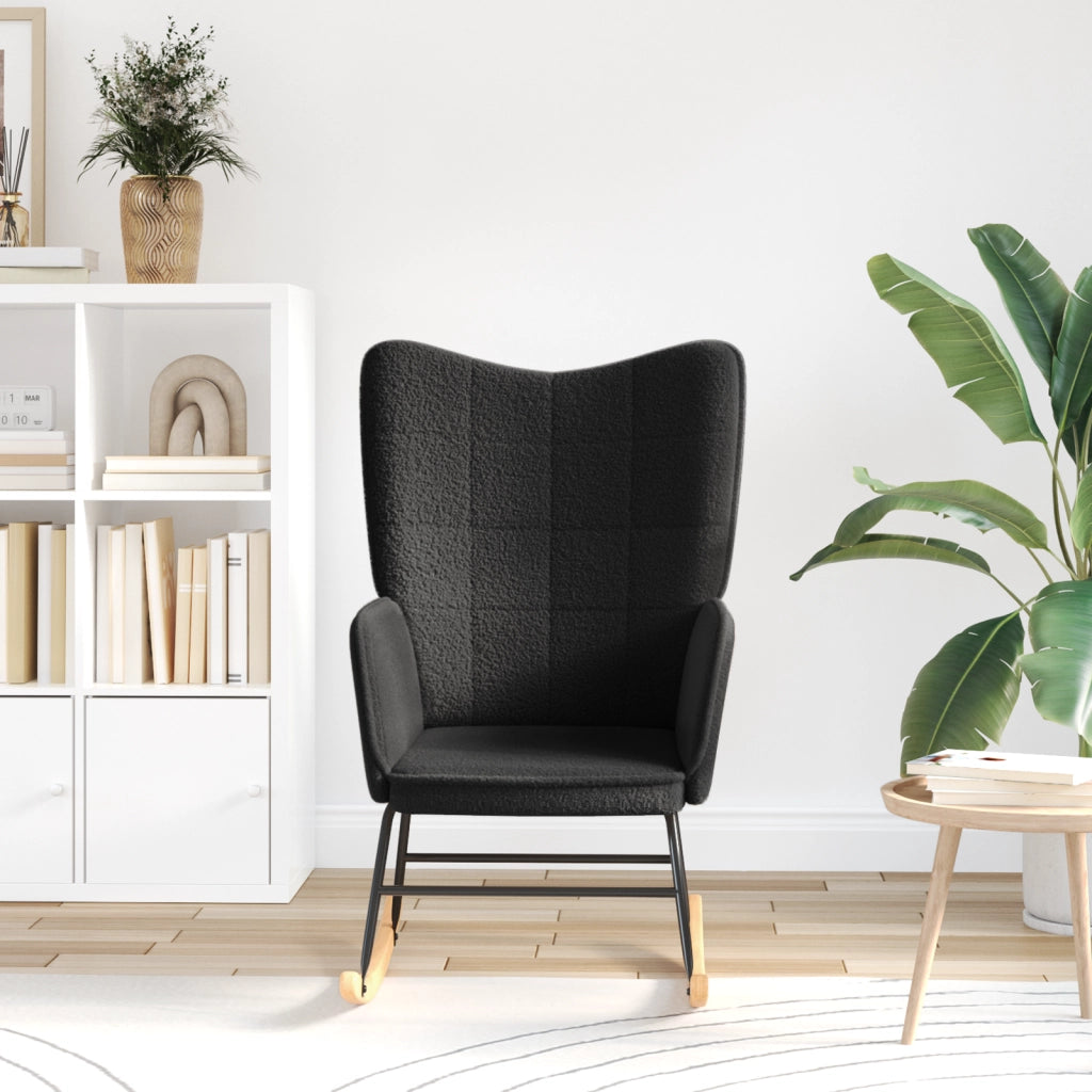 Sedia Relaxante  in Tessuto Simile alla Lana Riccia Nera