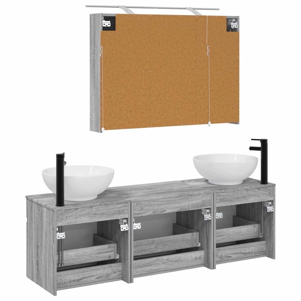 Set di Armadi da Bagno 4 pcs Sonoma grigio 100 x 14,5 x 70 cm 3406620