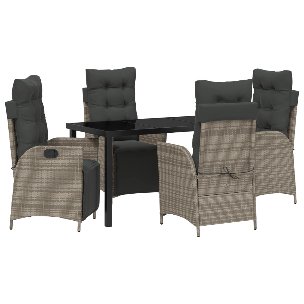 Set di Mobili da Giardino 5 Pezzi Grigio Rattan Polimerico