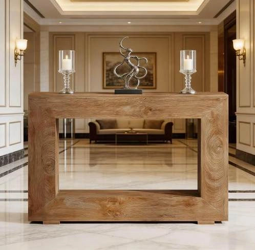 Tavolo consolle rustico marrone con piano 120 cm