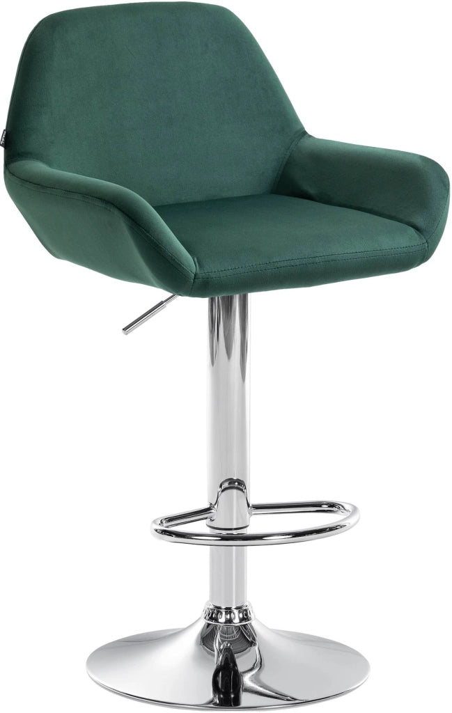 Sgabello Braga in velluto Verde scuro,cromo