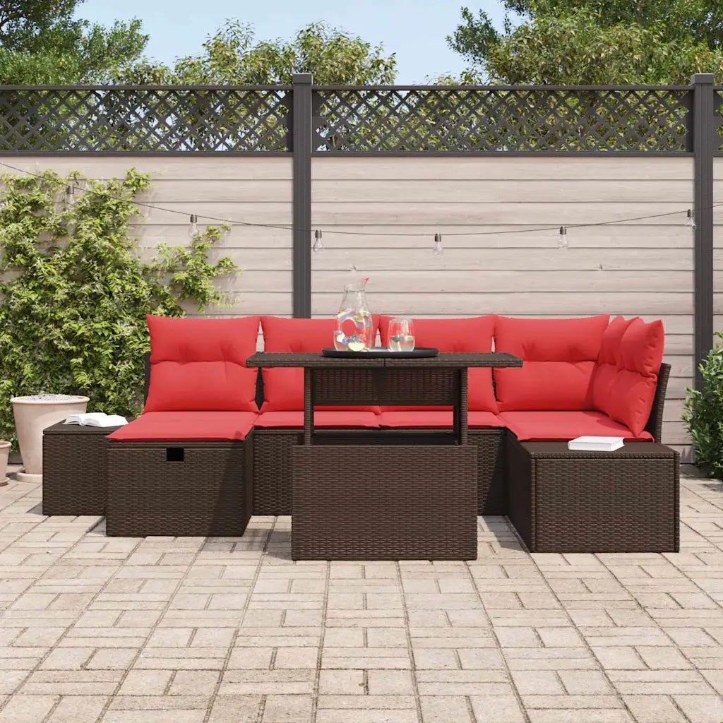 Set Divano da Giardino con cuscino 7 pcs polyrattan