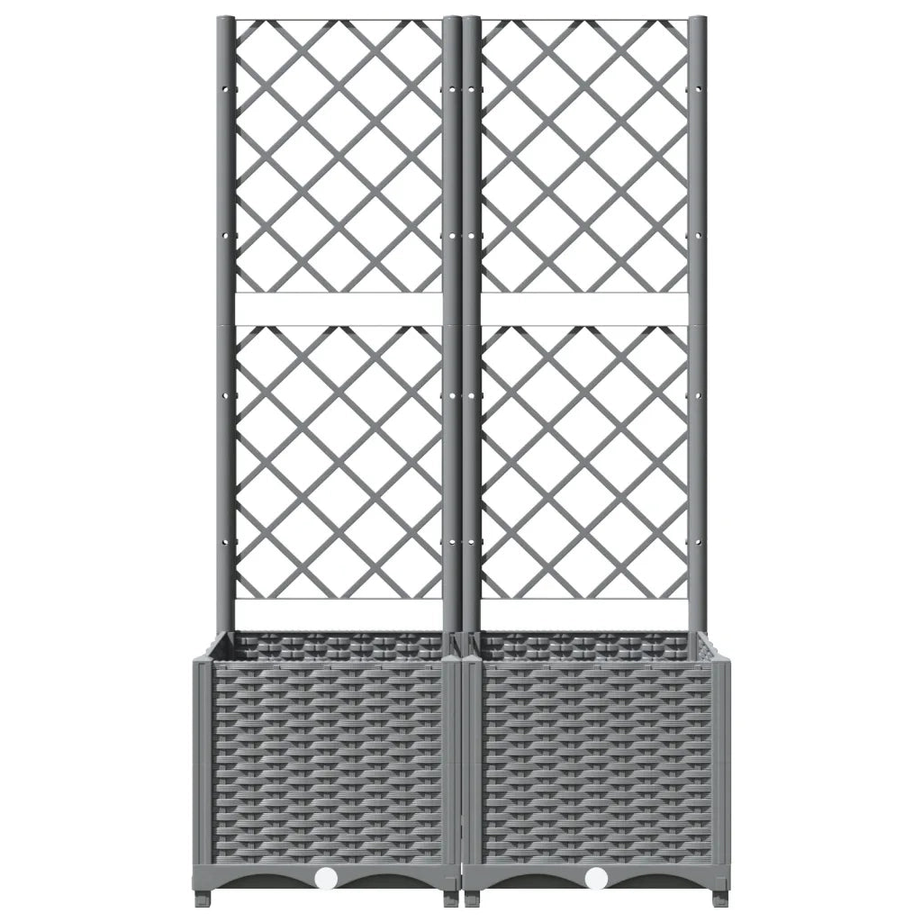 Fioriera | Cassetta per fiori | Vaso da Giardino con Graticcio Grigio Chiaro 80x40x136cm PP
