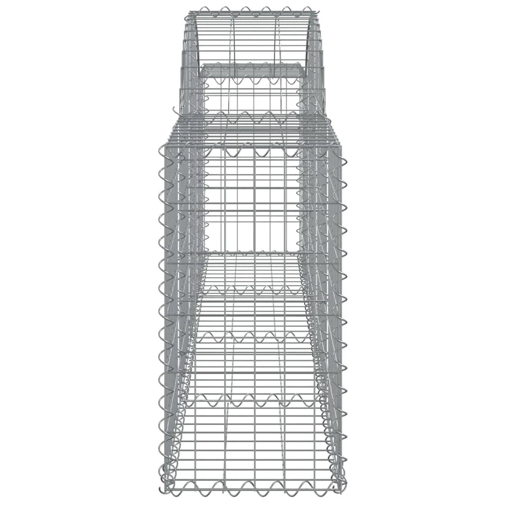 Cestini gabbioni recinzione a gabbia muro di contenimento ad arco 10 pezzi 200 x 30 x 60/80 cm ferro zincato argento 02_0040231