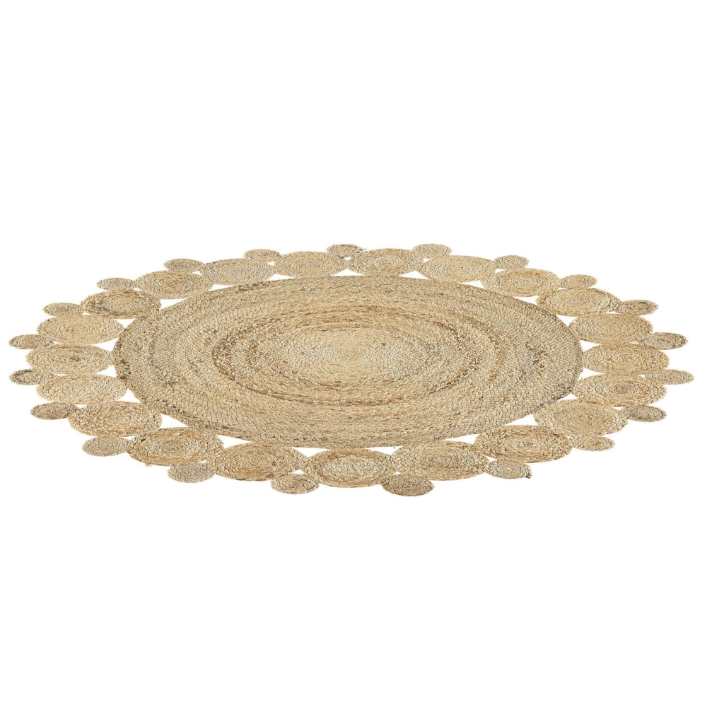 Tappeto tappetino Iuta Beige Rotondo Soggiorno di Campagna ø 120 cm