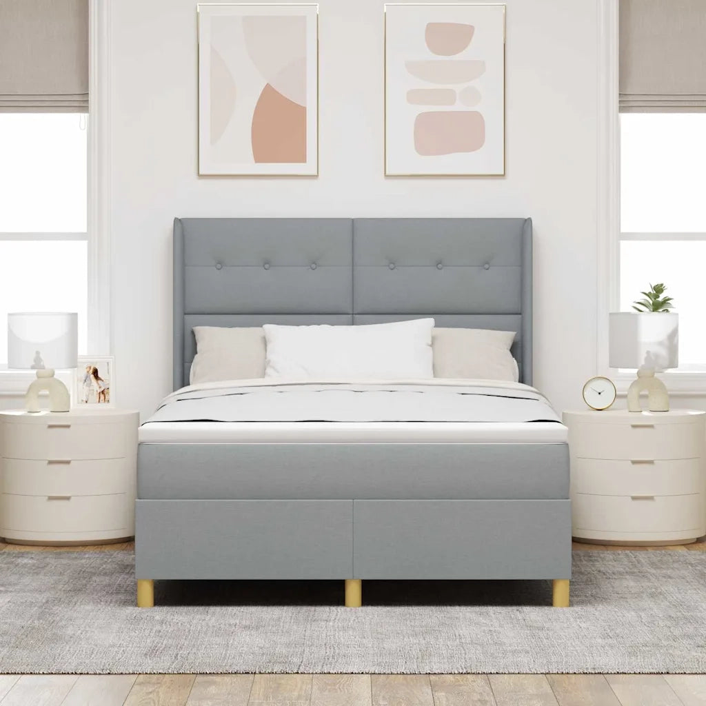 Letto a molle con materasso Grigio chiaro 140 x 190 cm Tessuto