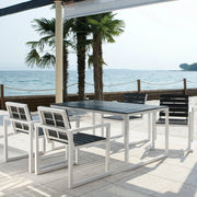 Set da giardino con tavolo e sedie QUICK in alluminio e WPC, 4 posti